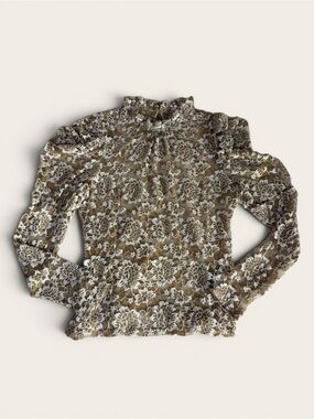 Dolan Brown and White Floral Blouse